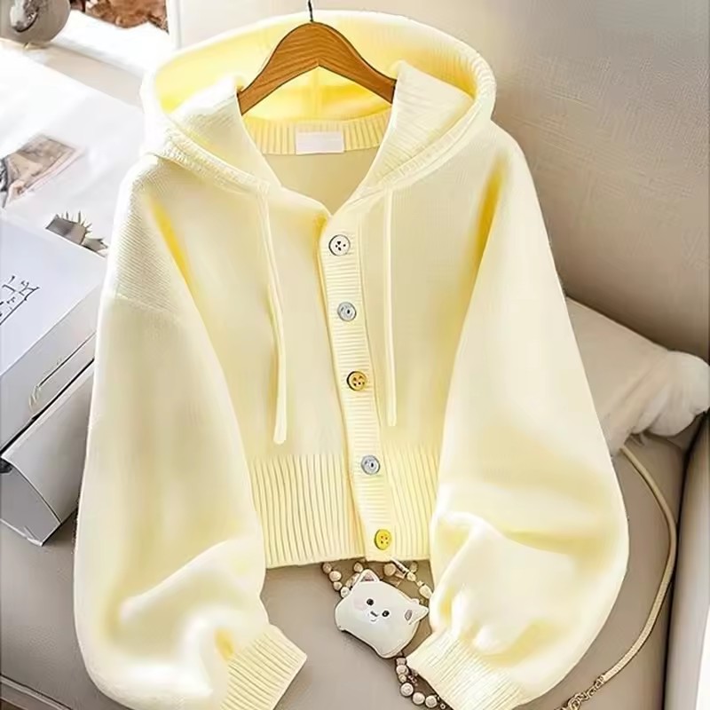 패션 후드 니트 스웨터 여성 가을 ​​겨울 새로운 밝은 - Yellow Winter Clothing 리뷰 및 가격