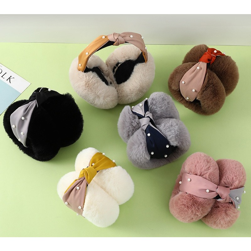 Anjj 새로운 인레이 펄 귀마개 패션 우아한 부드러운 - Winter Clothing Earmuffs 리뷰 및 가격