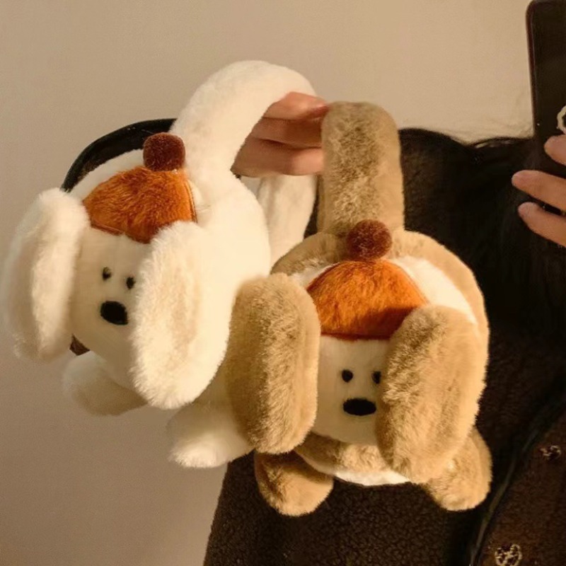 귀여운 만화 강아지 귀마개 겨울 방풍 플러시 여자 여자 - Winter Clothing Earmuffs 리뷰 및 가격
