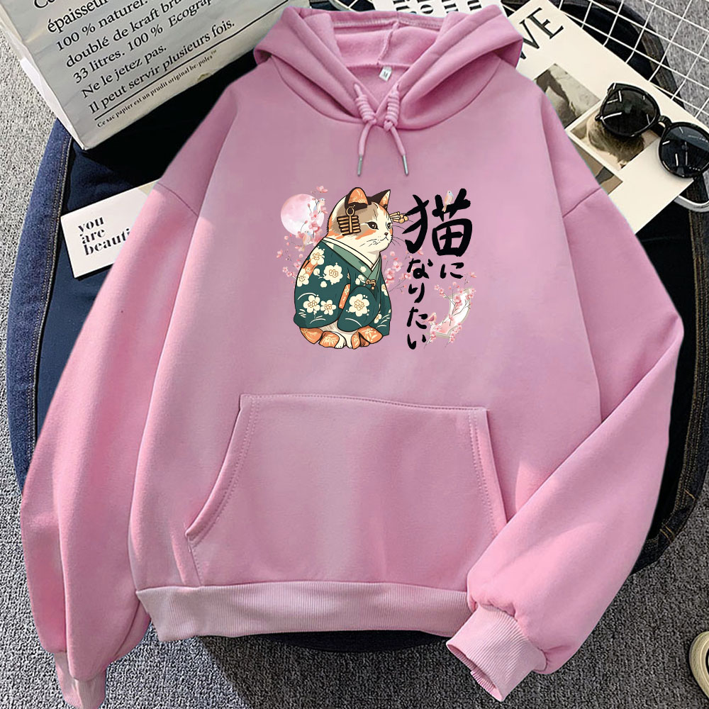 Ukiyoe 스타일 간지 고양이 인쇄 후드, 일본 꽃  - Yellow Winter Clothing 리뷰 및 가격