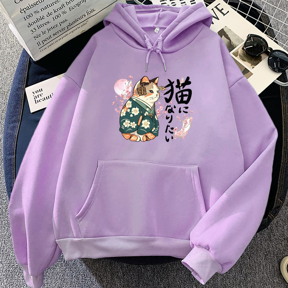 Ukiyoe 스타일 간지 고양이 인쇄 후드, 일본 꽃  - Yellow Winter Clothing 리뷰 및 가격