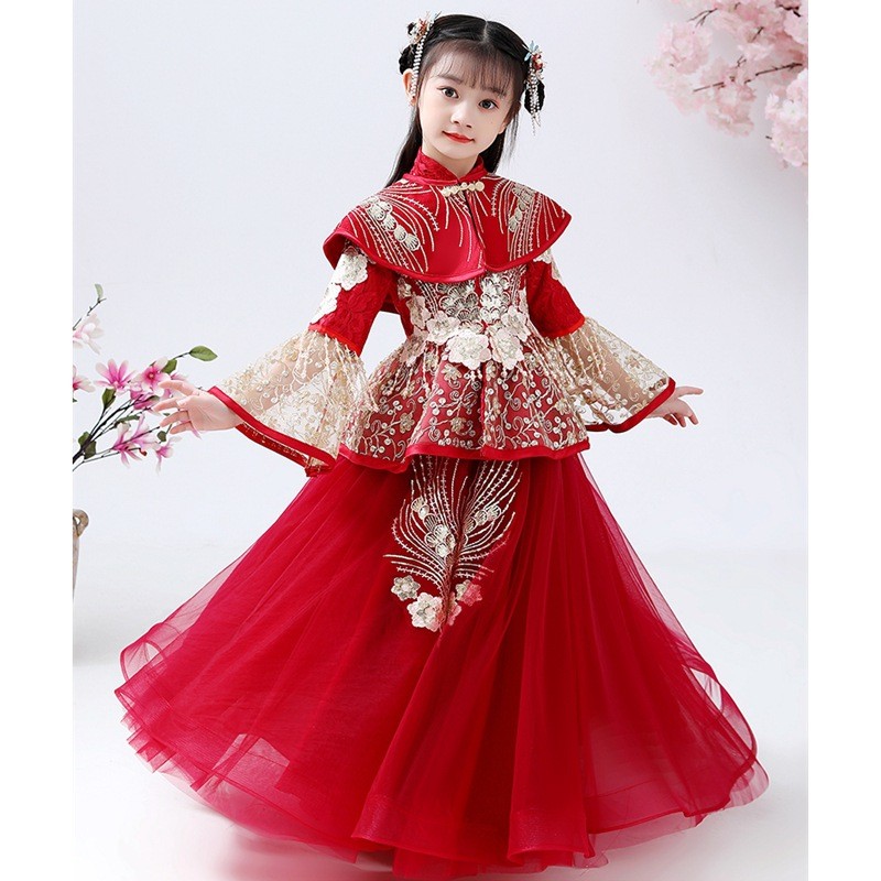 여자 Hanfu Cheongsam 의상 중국 새해 봄  - Winter Clothing For Kids 리뷰 및 가격