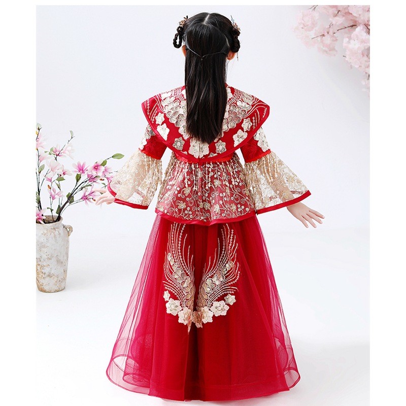 여자 Hanfu Cheongsam 의상 중국 새해 봄  - Winter Clothing For Kids 리뷰 및 가격