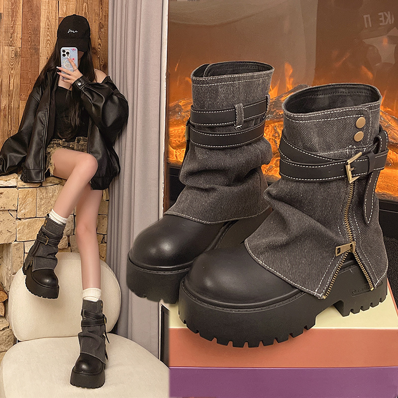 여성용 발목 부츠 카우보이 플랫 플랫폼 신발 패션 디자 - Winter Clothing Women'S 리뷰 및 가격