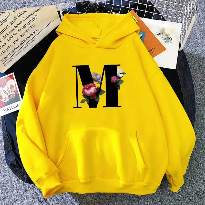 패션 여성 후드티 캐주얼 레터스 A-Z 프린팅 스웨트셔 - Yellow Winter Clothing 리뷰 및 가격