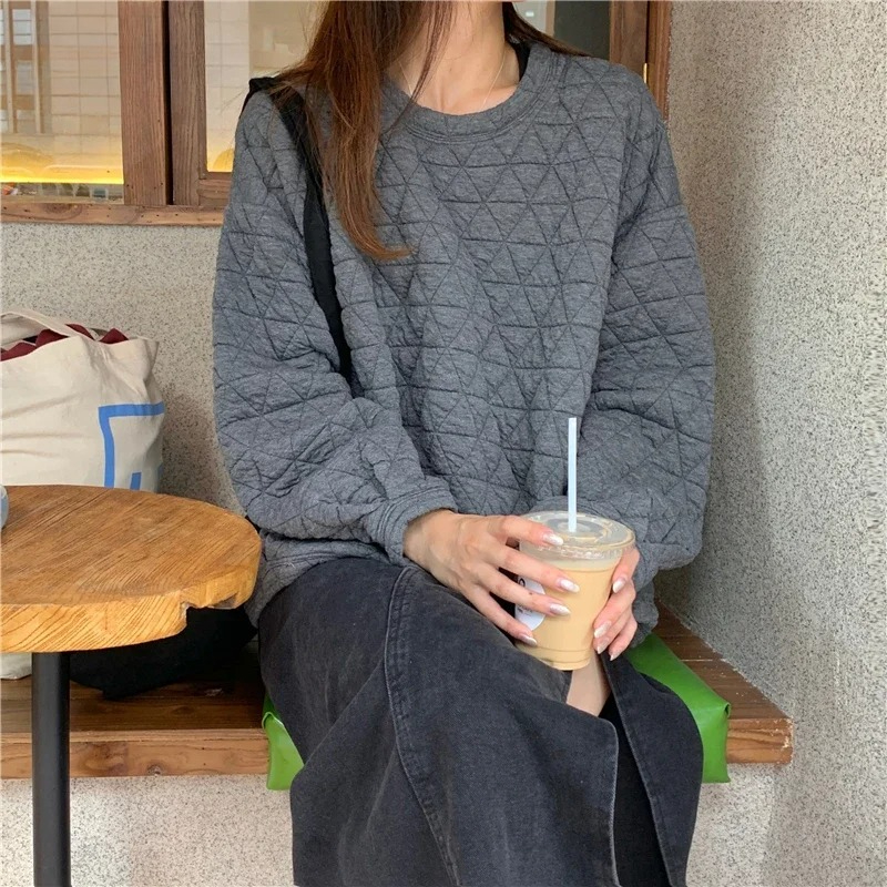 루즈핏 스웨트셔츠 여성 겨울 화이트 캐주얼 O넥 긴팔  - Yellow Winter Clothing 리뷰 및 가격